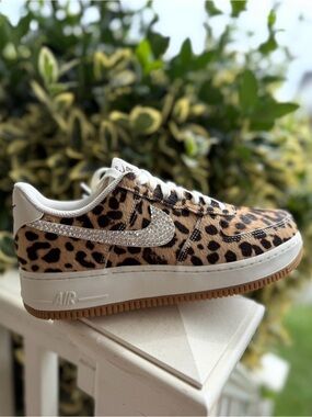 Nike Air Force 1 ‘07 ND1 Sneaker. CUSTOMIZED Leopard with Swarovski bling! 8.5